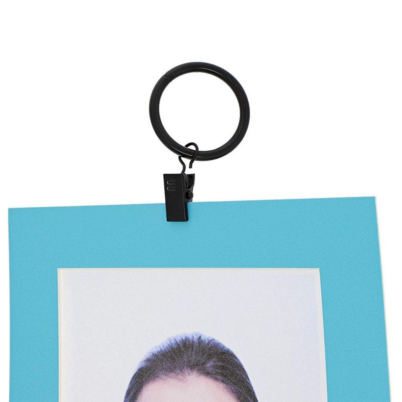 Juvale 36 Pack Black Curtain Rod Rings with Clips for Window (2.6 inches)