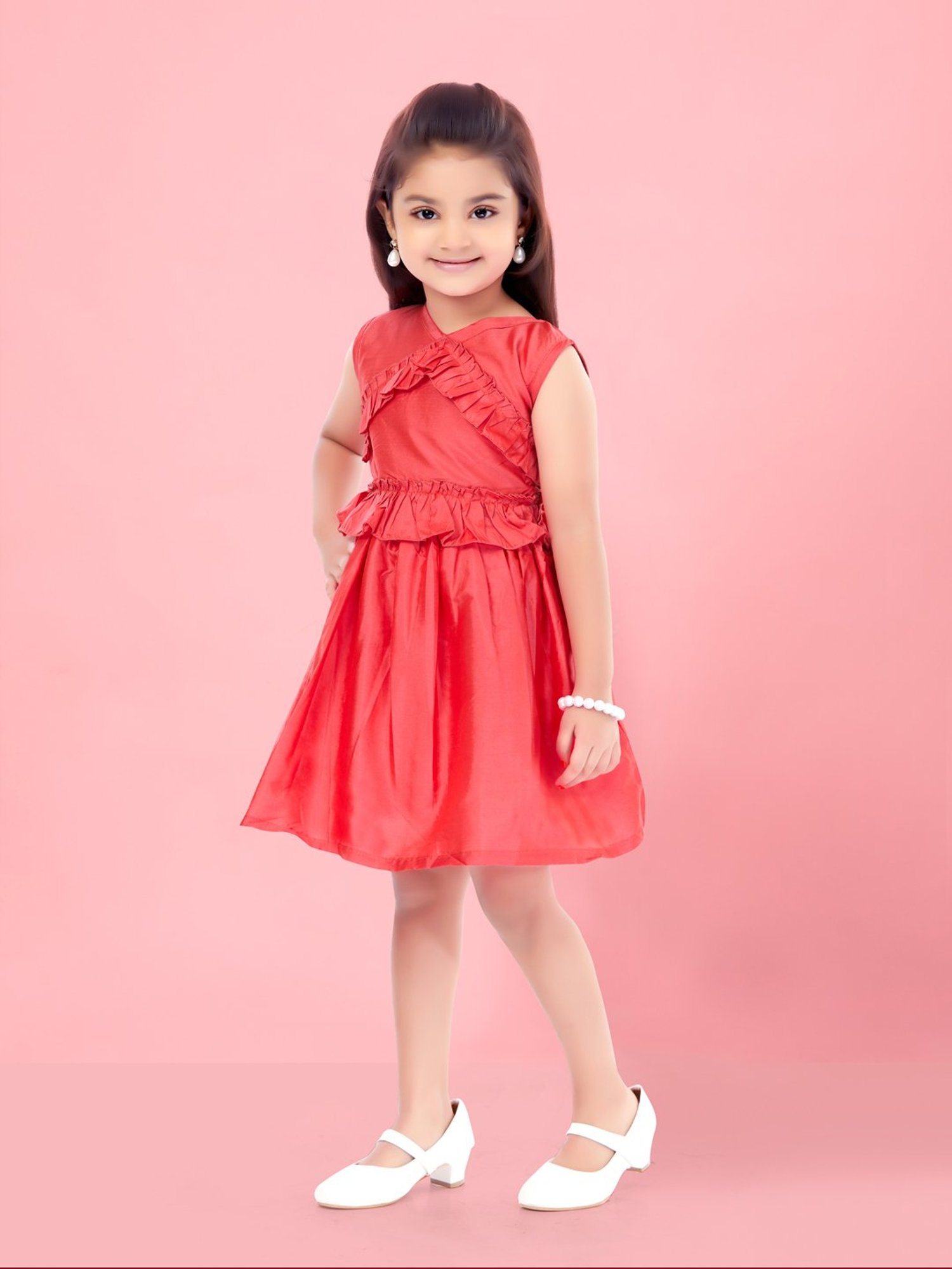 Aarika Kids Coral Solid Frock