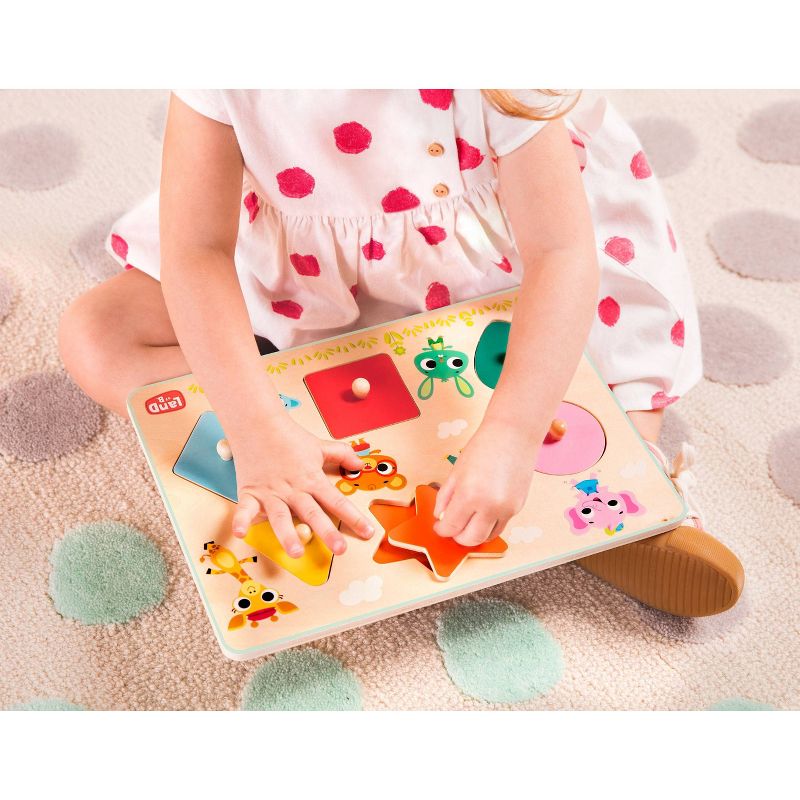 Land of B. Wooden Peg Puzzle - Shapely Color Puzzle 6pc