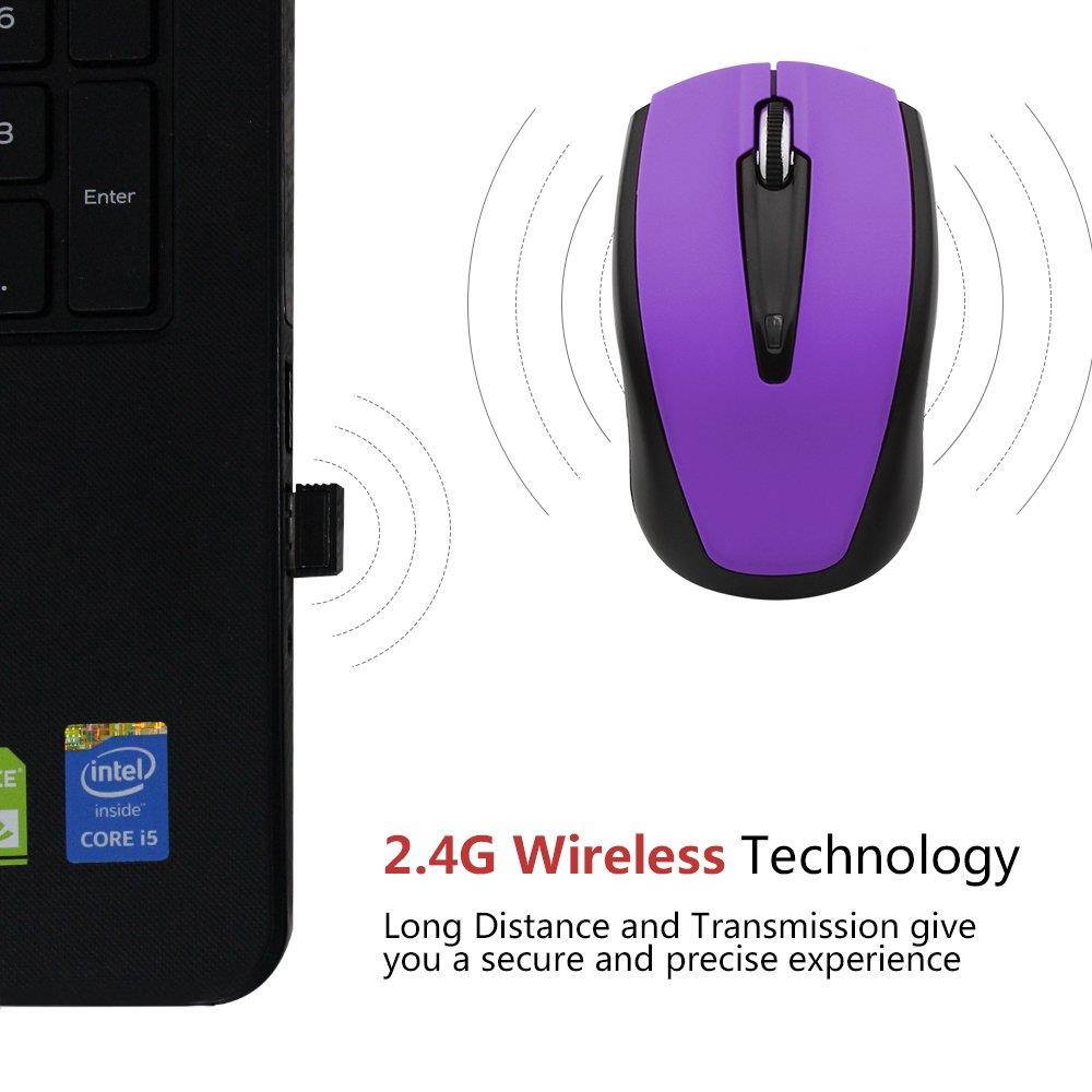 Yafox HM8130 Computer Mouse High-Precision Wireless Optical Mouse for Laptops and PC's. (Purple)