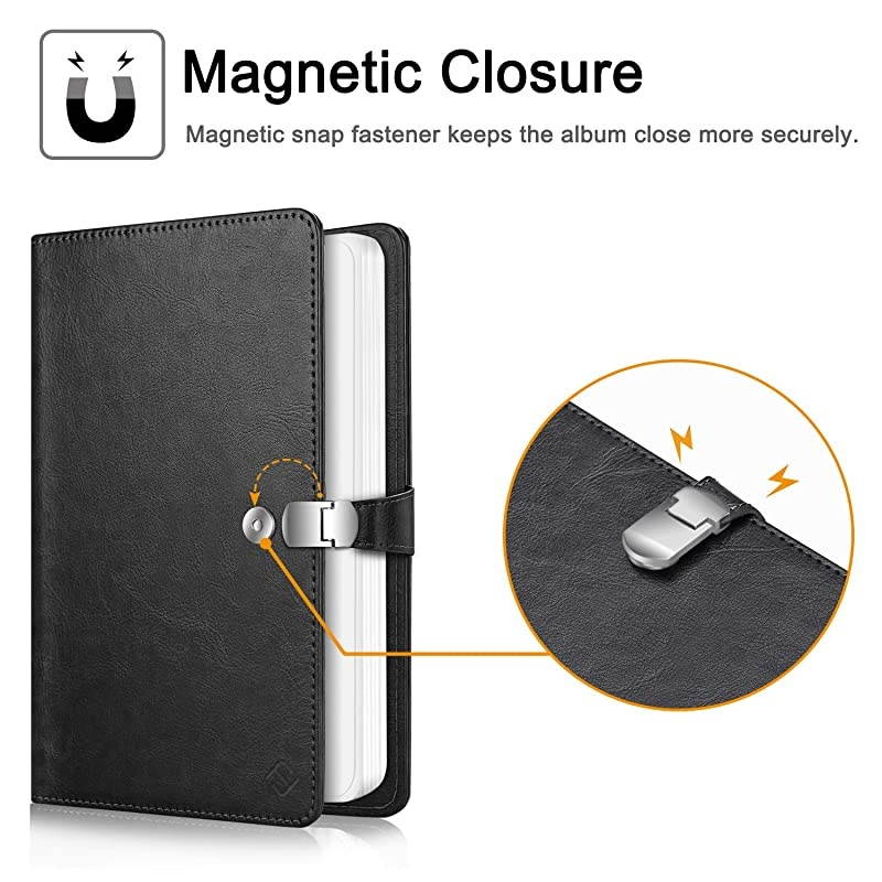 Wallet Photo Album for Fujifilm Instax Wide 300 Polaroid OneStep 264 Pockets Snap Fastener Album Compatible with Polaroid POP Originals 600 Camera 35x45 Inch Film Vintage Black