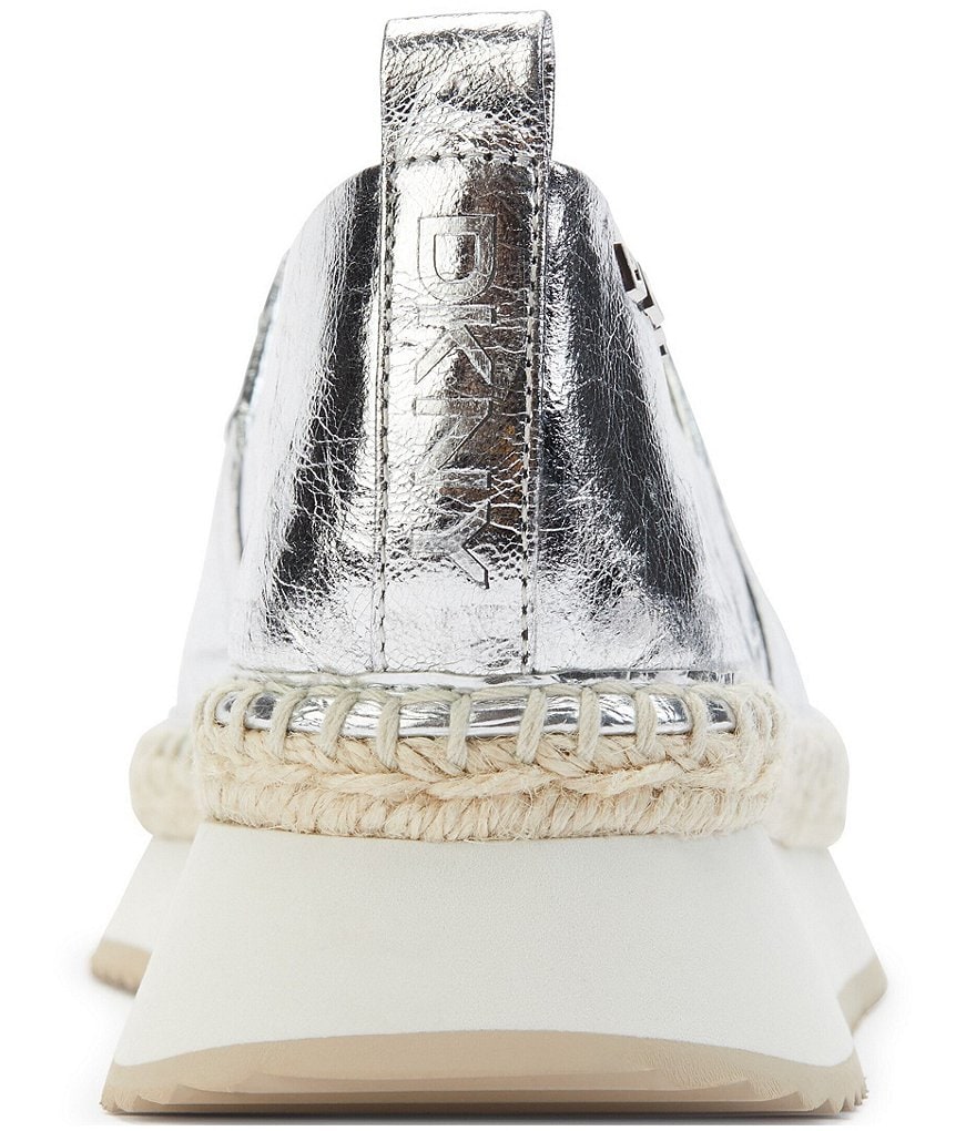DKNY Orza Metallic Leather Peep Toe Slip-Ons