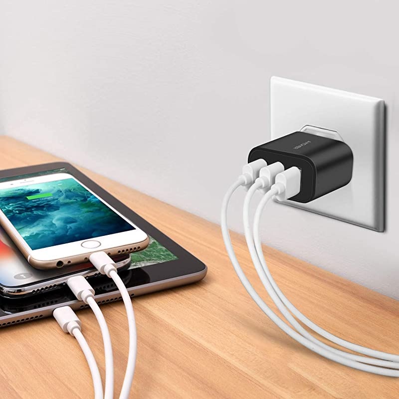 Wall Charger Upgraded 2Pack 15W 3Port USB Plug Cube Portable Wall Charger Plug for iPhone XsXS MaxXRX876Plus iPad ProAir 2Mini 2 Galaxy10987 Note98 LG Nexus and More