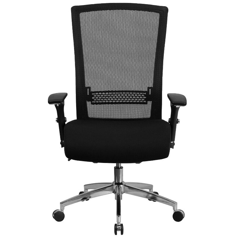 47.5" Fabric Multi function Executive Swivel Ergonomic Office Chair with Seat Slider & Lumbar Black - Riverstone Furniture