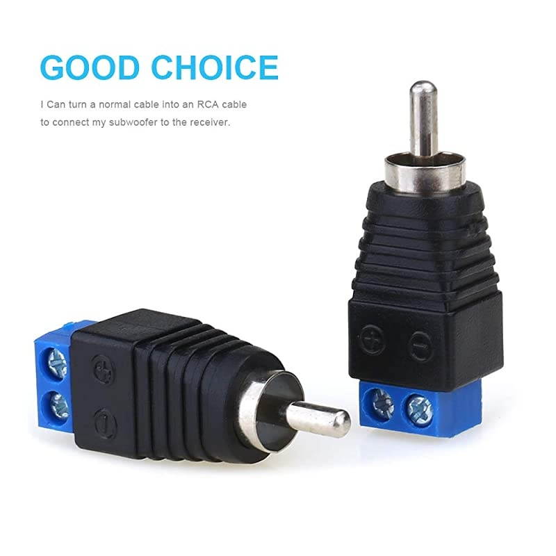 RCA Male Plug Connectors Solderless Adapter RCA Plug for AV Screw Terminal AudioVideo Speaker CCTV Applications RCA Cable Blue 2PCS