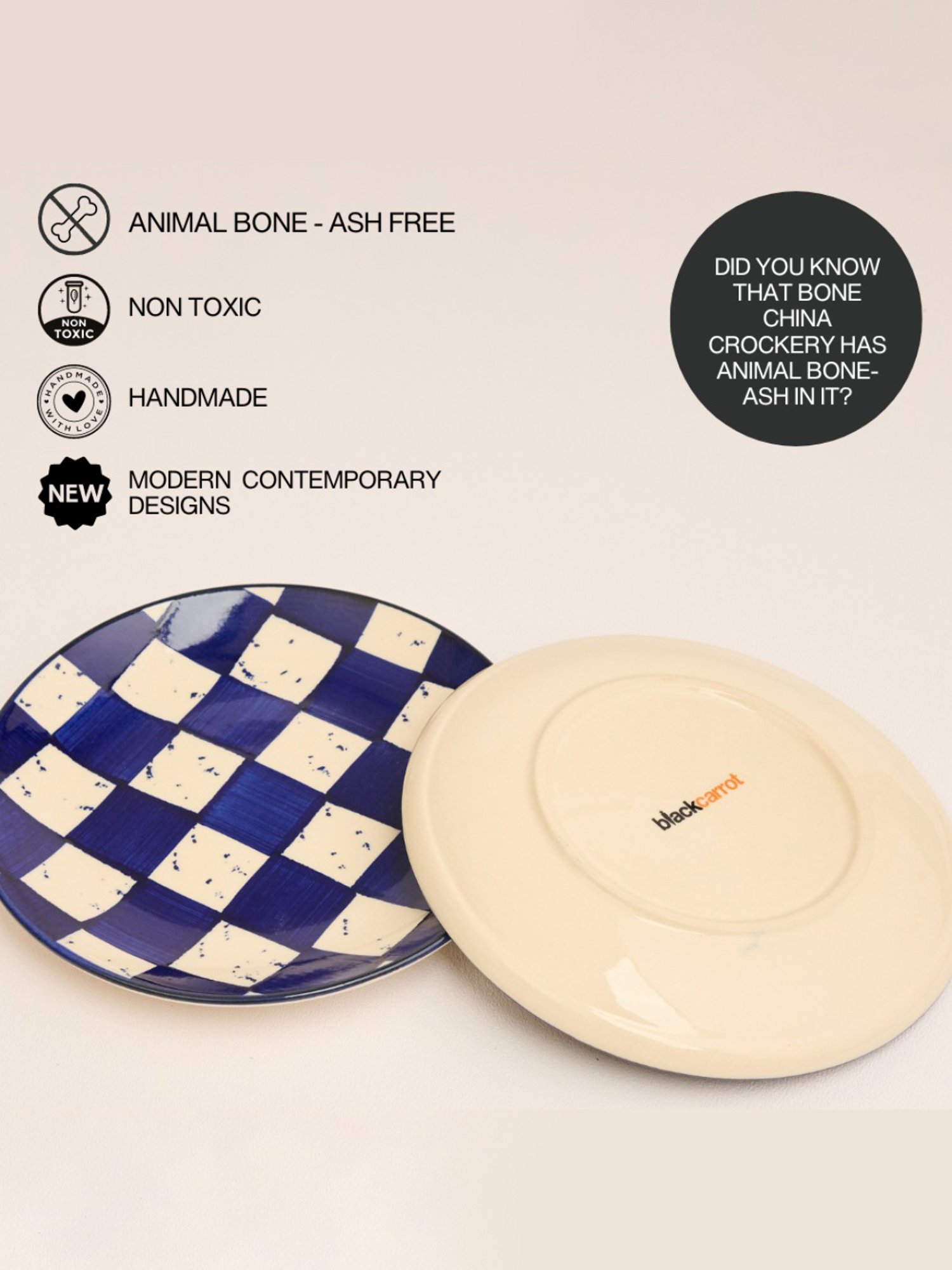 BlackCarrot Blue & White Ceramic Snack Plates - Set of 2