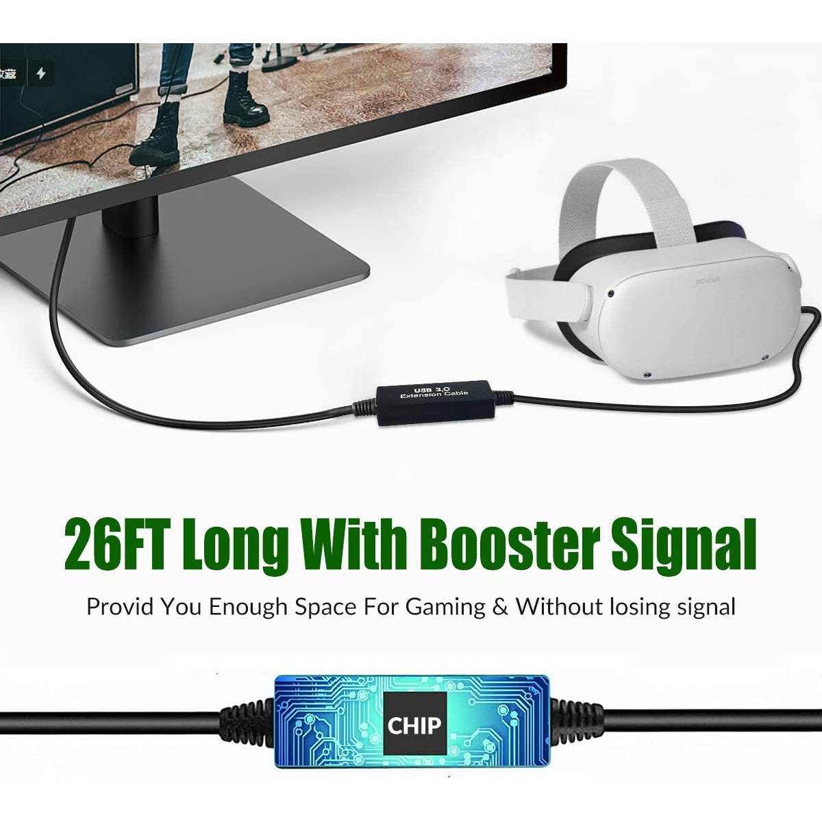 Oculus Link Cable 26ft/8M, Oculus Quest 2 Link Cable,High Speed Data Transfer& Fast Charging  USB C Cable,Compatible for Oculus Quest 2 Headset and Gaming PC, VR25