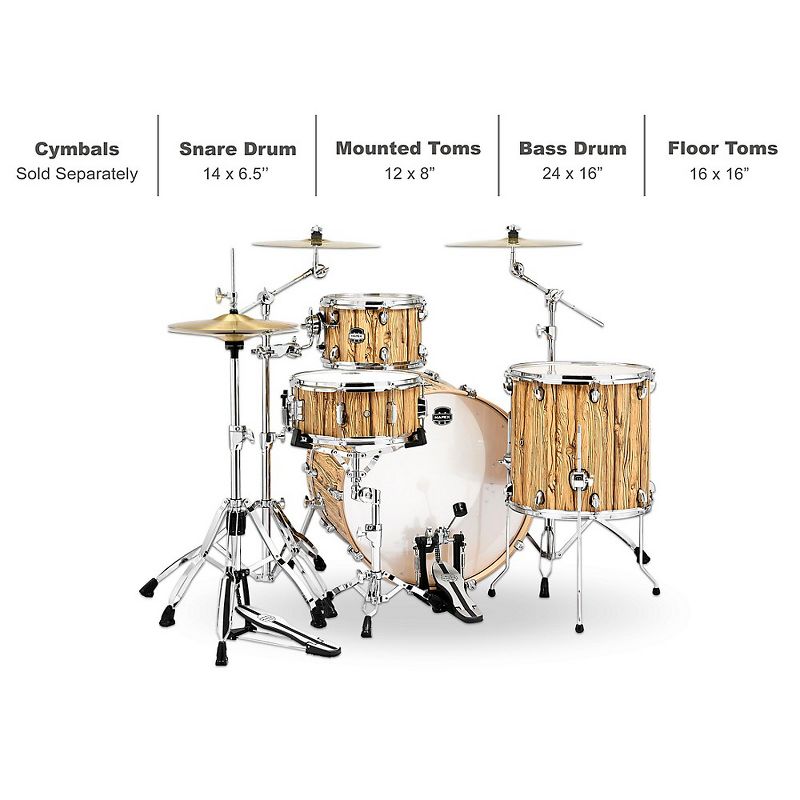 Mapex Mars Series 4-Piece Rock Shell Pack with 24 in. Bass Drum Driftwood Chrome