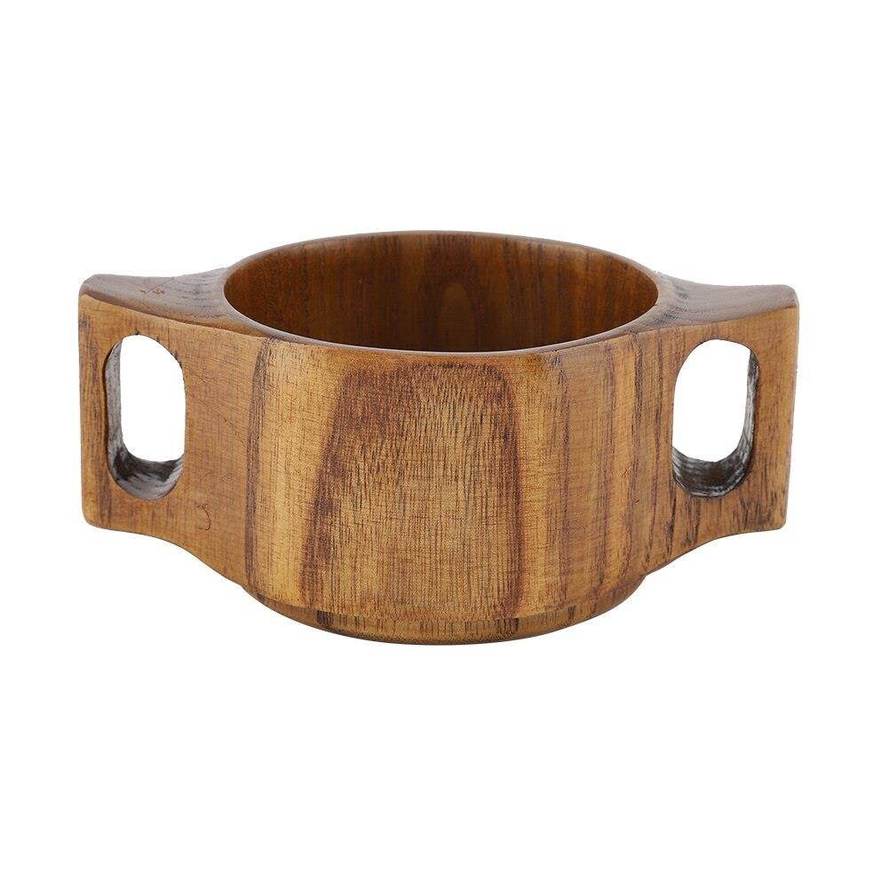 Eco-friendly Wooden Dual Handles Round Baby Feeding Bowl Traning Tableware Kitchen Accessories