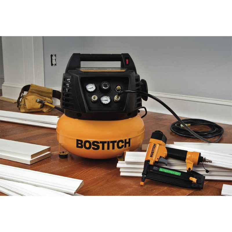 Bostitch BTFP72665-R 18 Gauge Brad Nailer and 6 Gallon Oil-Free Pancake Air Compressor Combo Kit