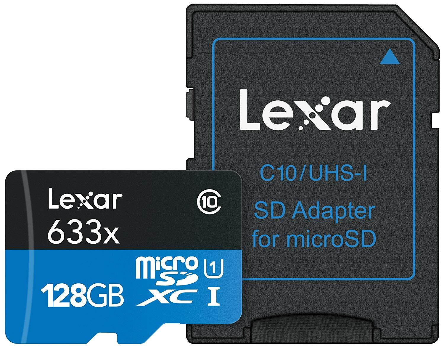 Lexar High Performance 128GB MicroSD XC Memory Card 633x UHS-I Class 10 for Asus Zenfone 6 Live Max Plus M2 Shot Pro with Mini MemoryMarket MicroSD Memory Card reader