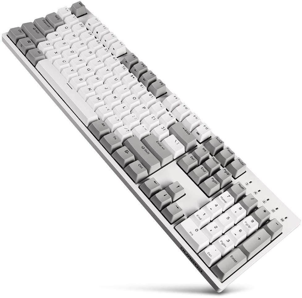 Durgod Taurus K310 Mechanical Gaming Keyboard - 104 Keys - Double Shot PBT - NKRO - USB Type C (Cherry Speed Silver, White)