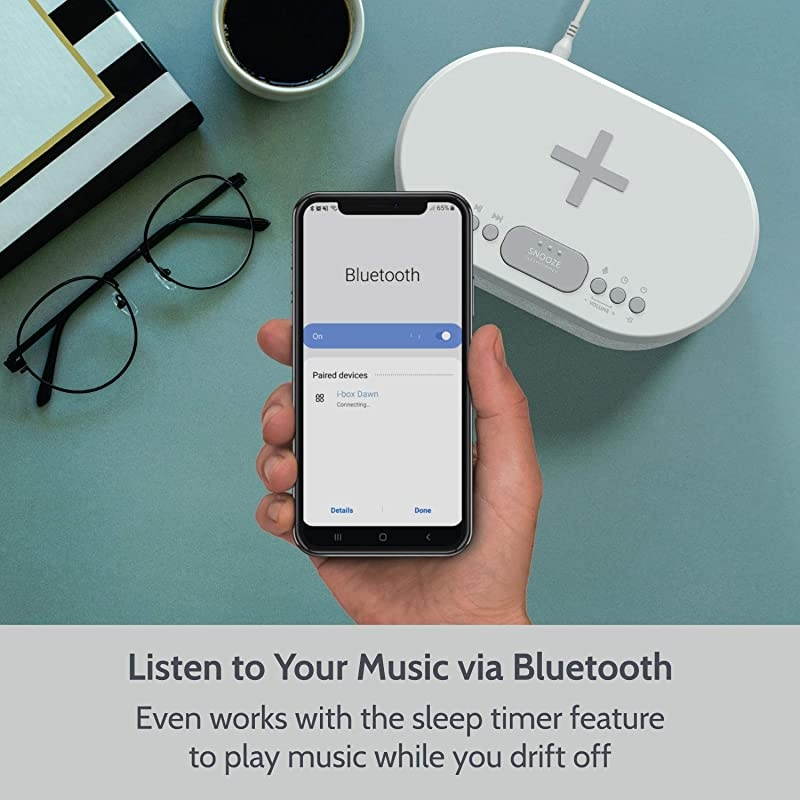 Radio Alarm Clock with USB Charger, Bluetooth Speaker, QI Wireless Charging, Dual Alarm Dimmable LED Display (White)