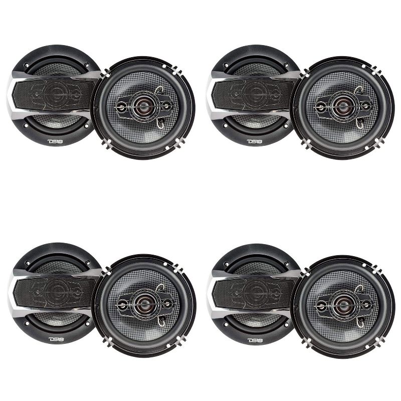 DS18 SLC-N65X SELECT 6.5 Inch 4 Way 200 Watt MAX 4 Ohm Car Stereo Coaxial Speaker with Injection Cone & Tweeters for Car Audio Sound Systems (8 Pack)