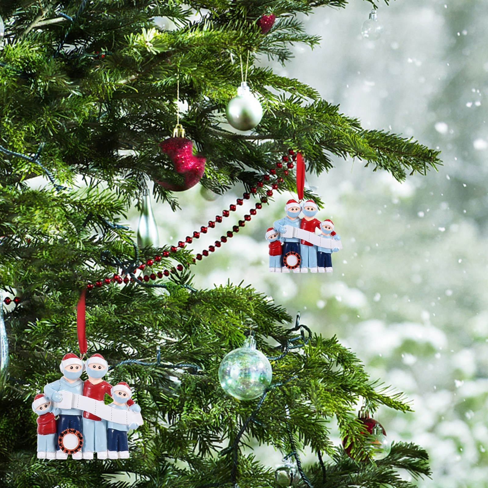 1 Pc Christmas Resin Family Pendant Creative Christmas Tree Hanging Decor