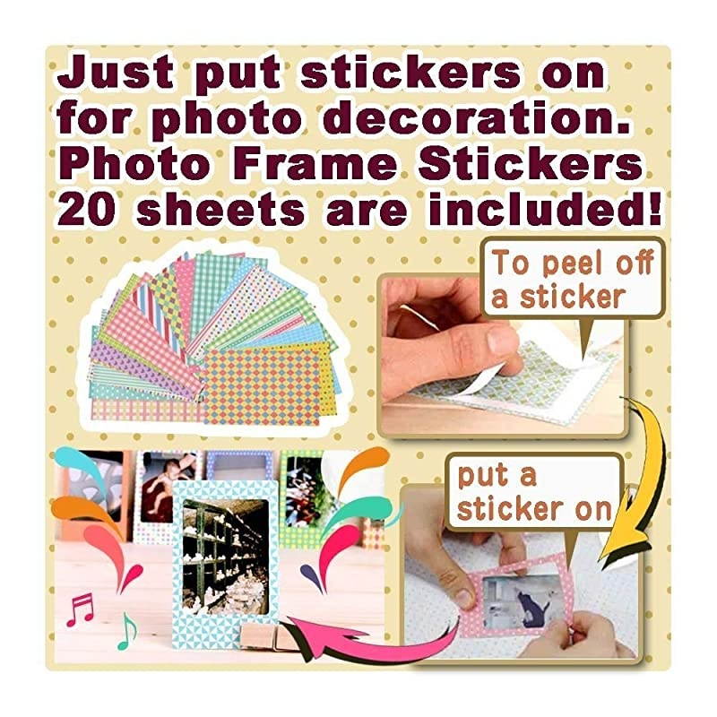 Instax Mini Instant Film 8SET Monochrome + Black + Sky Blue + Single + Candy Pop + Stained Glass + Stripe + Rainbow + Sticker for Mini 90 8 70 7s 50s 25 300 Camera SP1 Printer