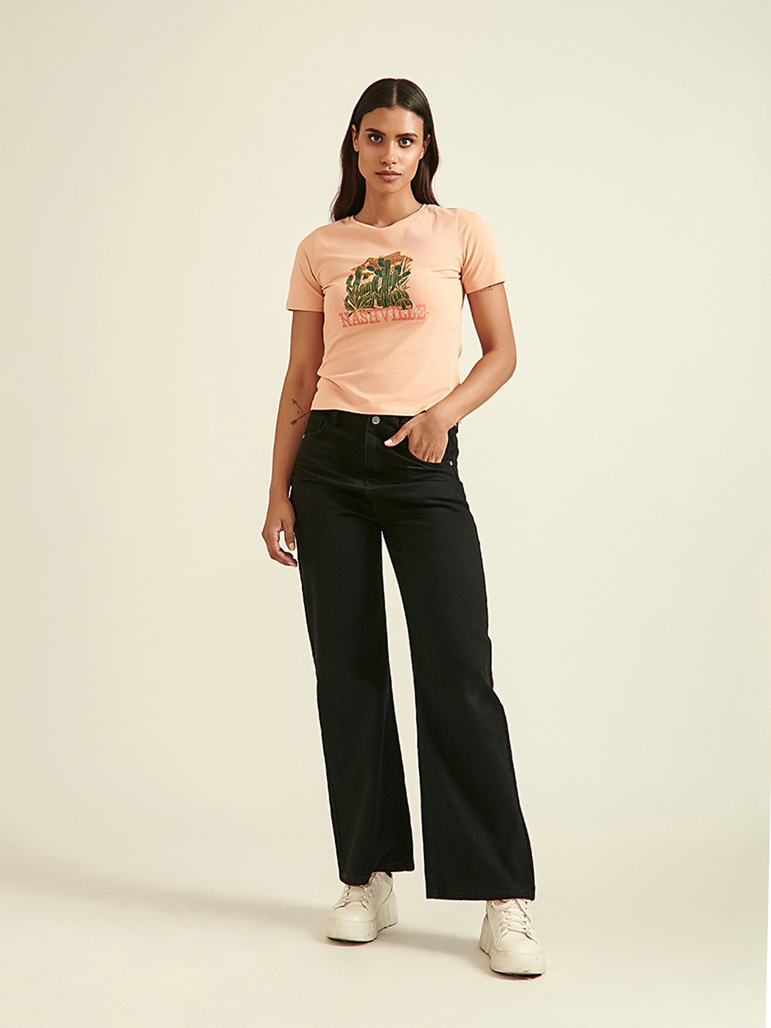 Cover Story Pink Printed T-Shirt