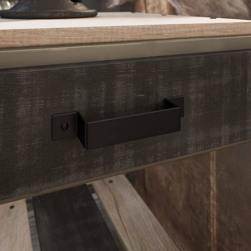 Refinery End Table with Drawer Rustic Gray/Charred Wood - Bush Furniture