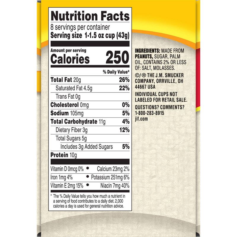 Jif To Go Natural Peanut Butter - 12oz/8ct