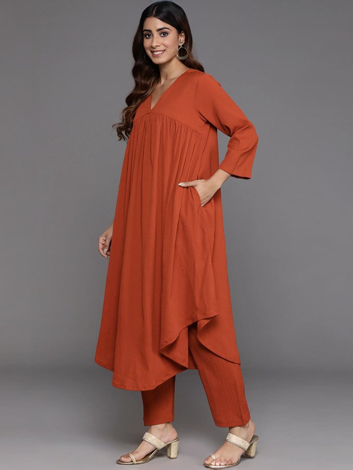 Varanga Rust Regular Fit Kurta Pant Set