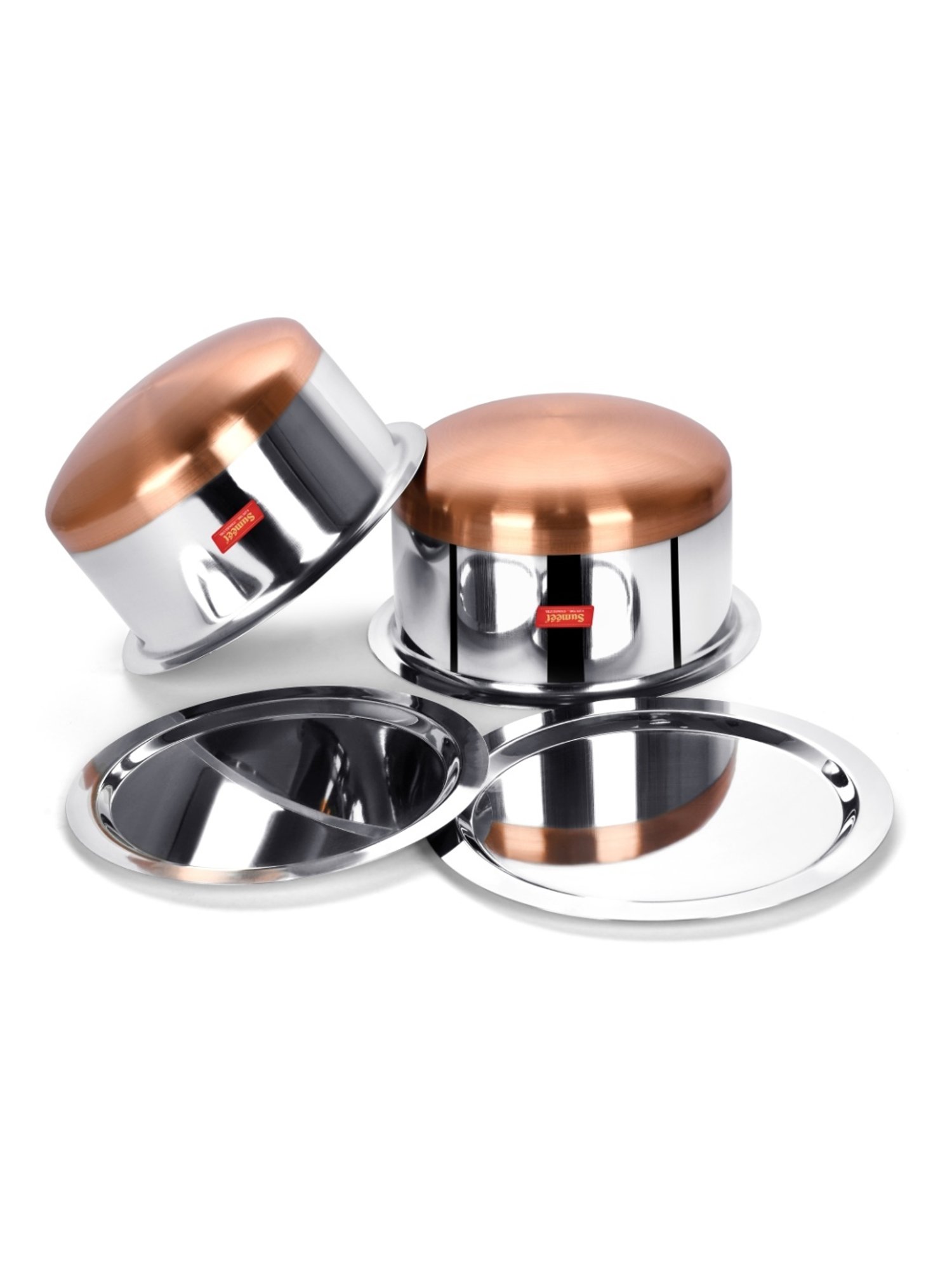 Sumeet Stainless Steel Copper Bottom 2Pc Big Size Tope Set With Lid  (3.850L, 4.70L)