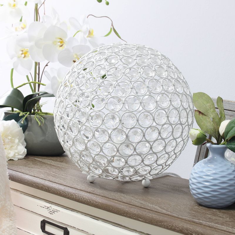 10" Elipse Crystal Ball Sequin Table Lamp White - Elegant Designs