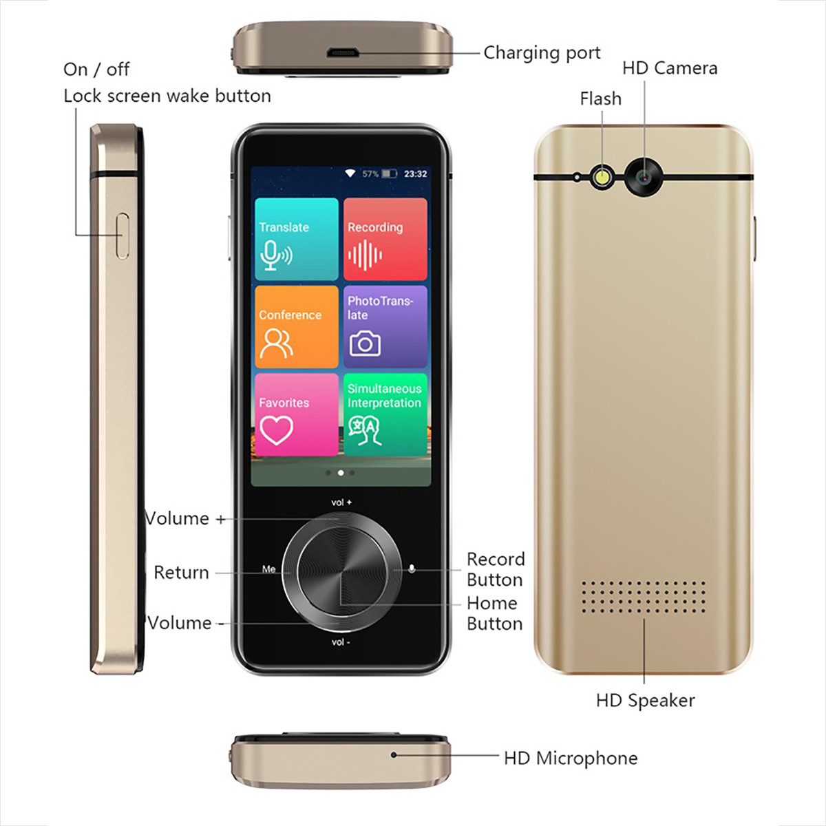 M6 Language Translator Device, Portable Voice Translator 107 Languages Two Way Language Instant Voice Translator,Offline Translators Devices 3.0 Inch Touch Screen