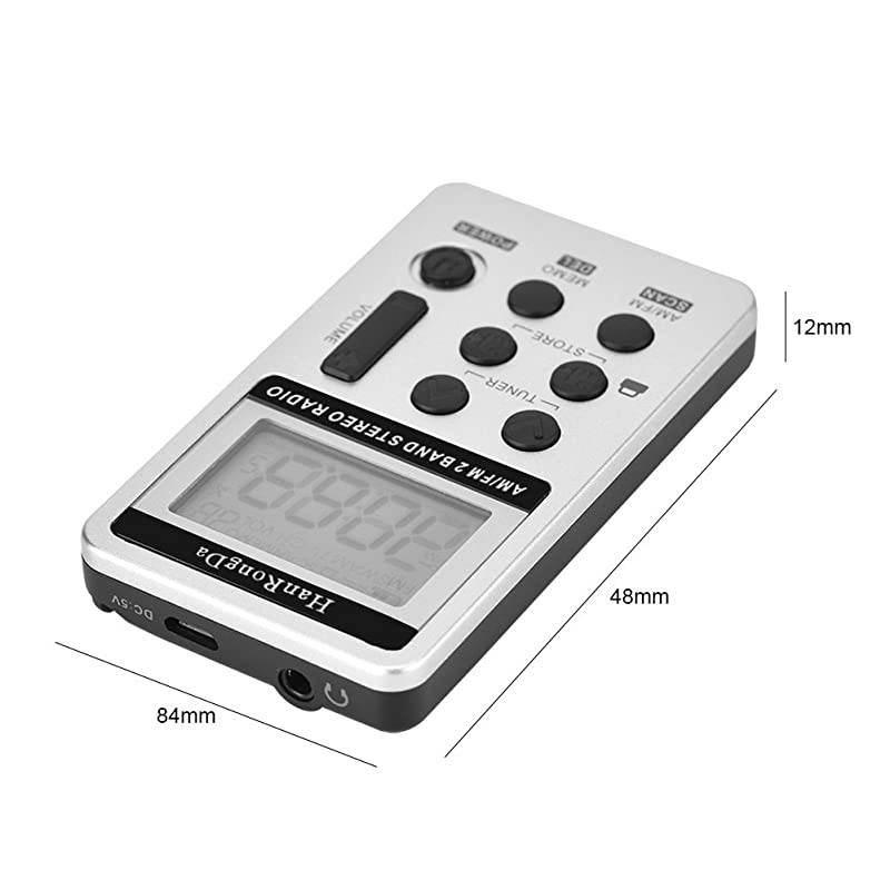 60-108MHz Wireless Portable Pocket DSP FM Stereo Radio Digital Receiver with Mini LCD Clock Earphone for Tour Guide System FM Transmitter Camping Hiking Outdoor Meeting Teaching