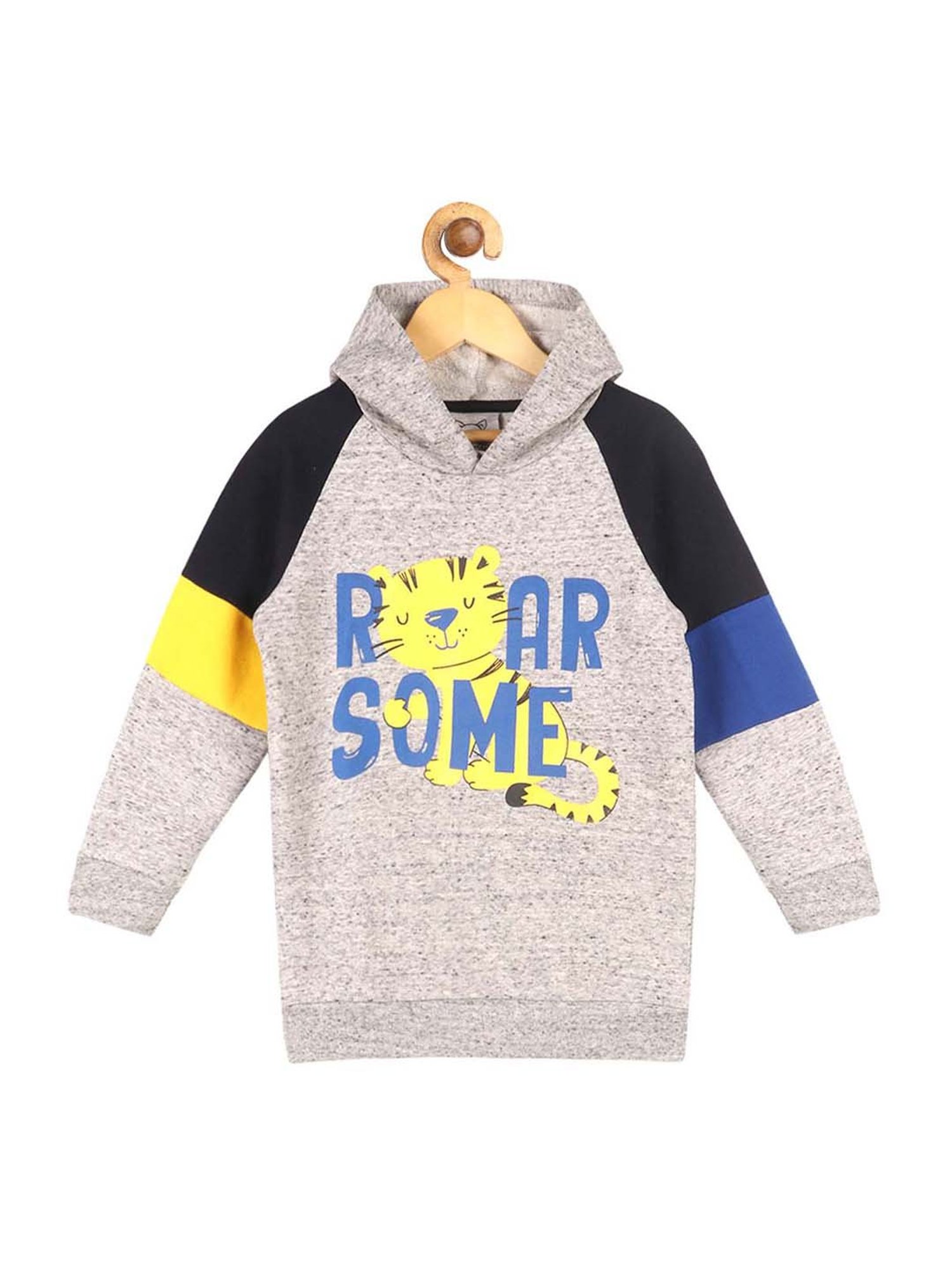 Lazy Shark Kids Grey Printed Hoodie