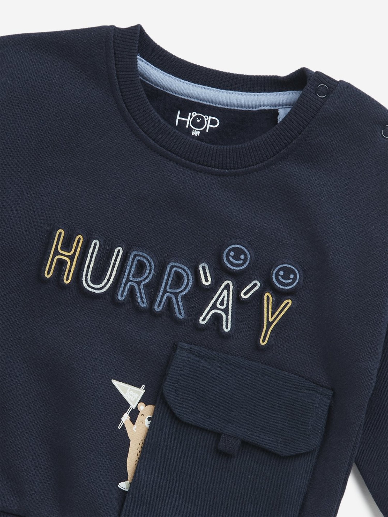 HOP Baby by Westside Navy Text Printed Cotton Blend Sweatshirt