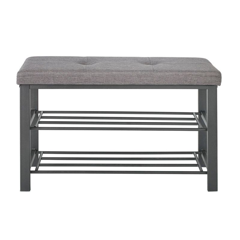 IRIS 2 Tier Slim Stackable Metal Shoe Rack Black