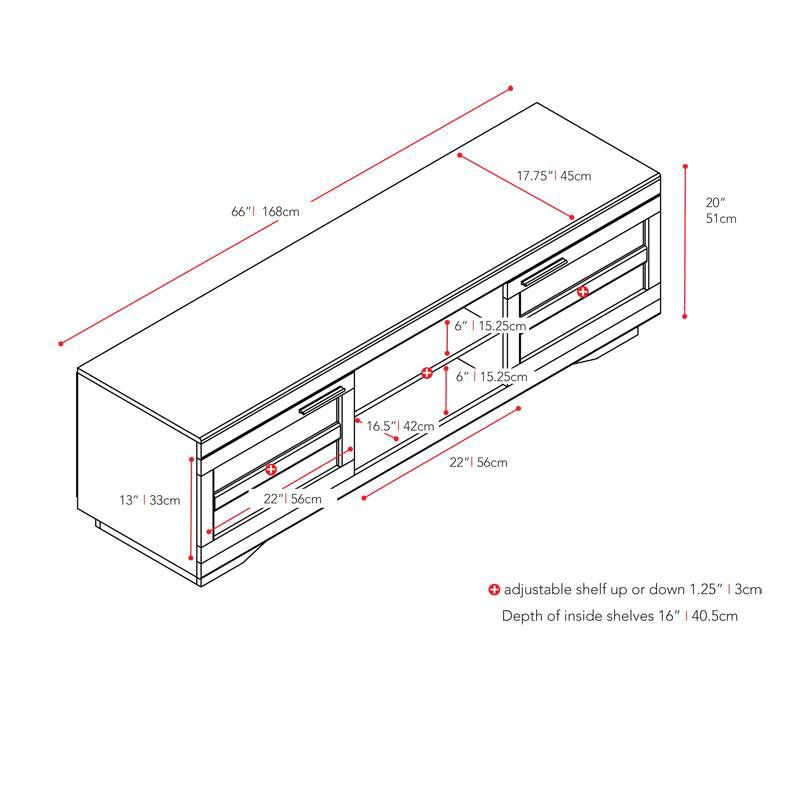 Granville Wood Veneer TV Bench Mocha Black 66" - Sonax