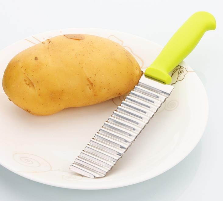 Potato French Fry Cutter Stainless Steel Kitchen Accessories Serrated Blade Easy Slicing Banana Fruits Potato Wave Knife Chopper