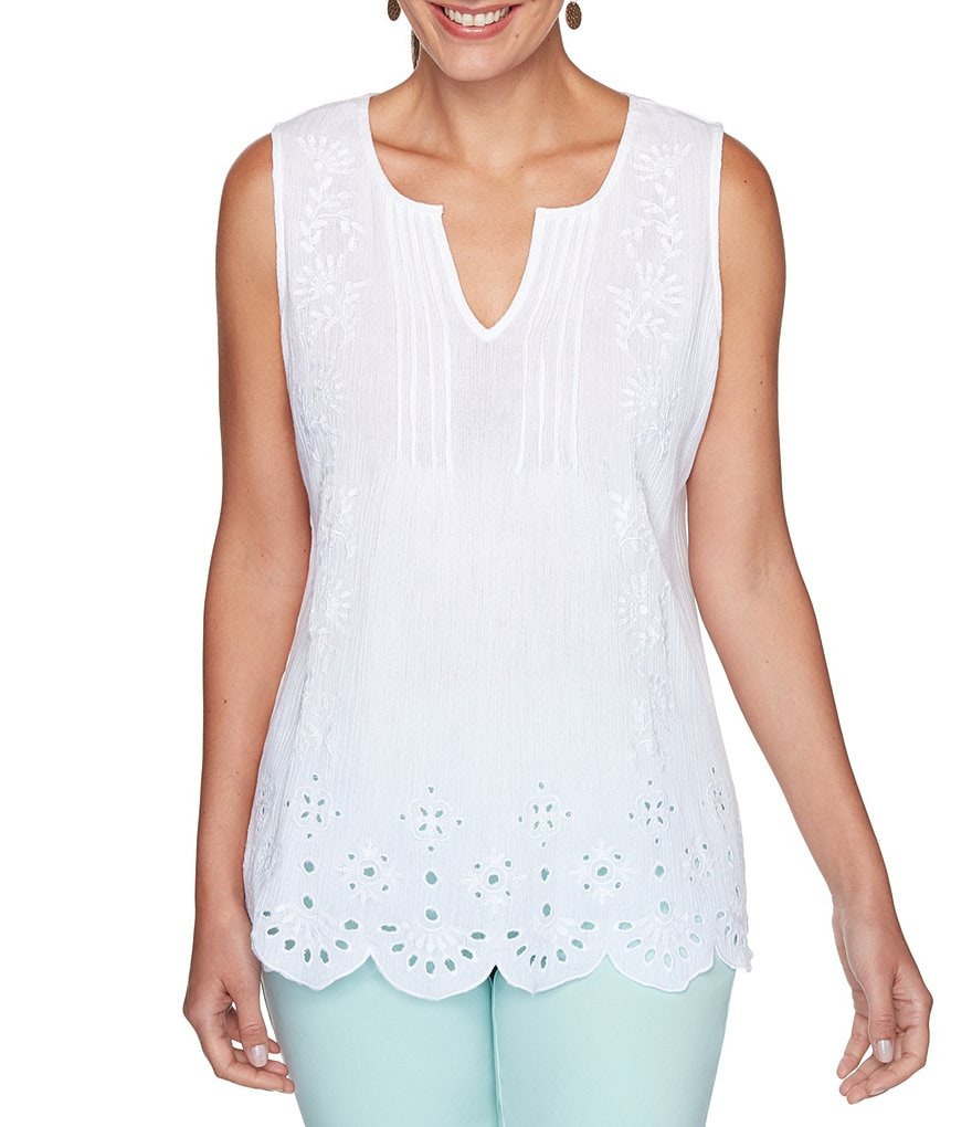 Karyn Seo Hazel Lattice Lace Linen Top