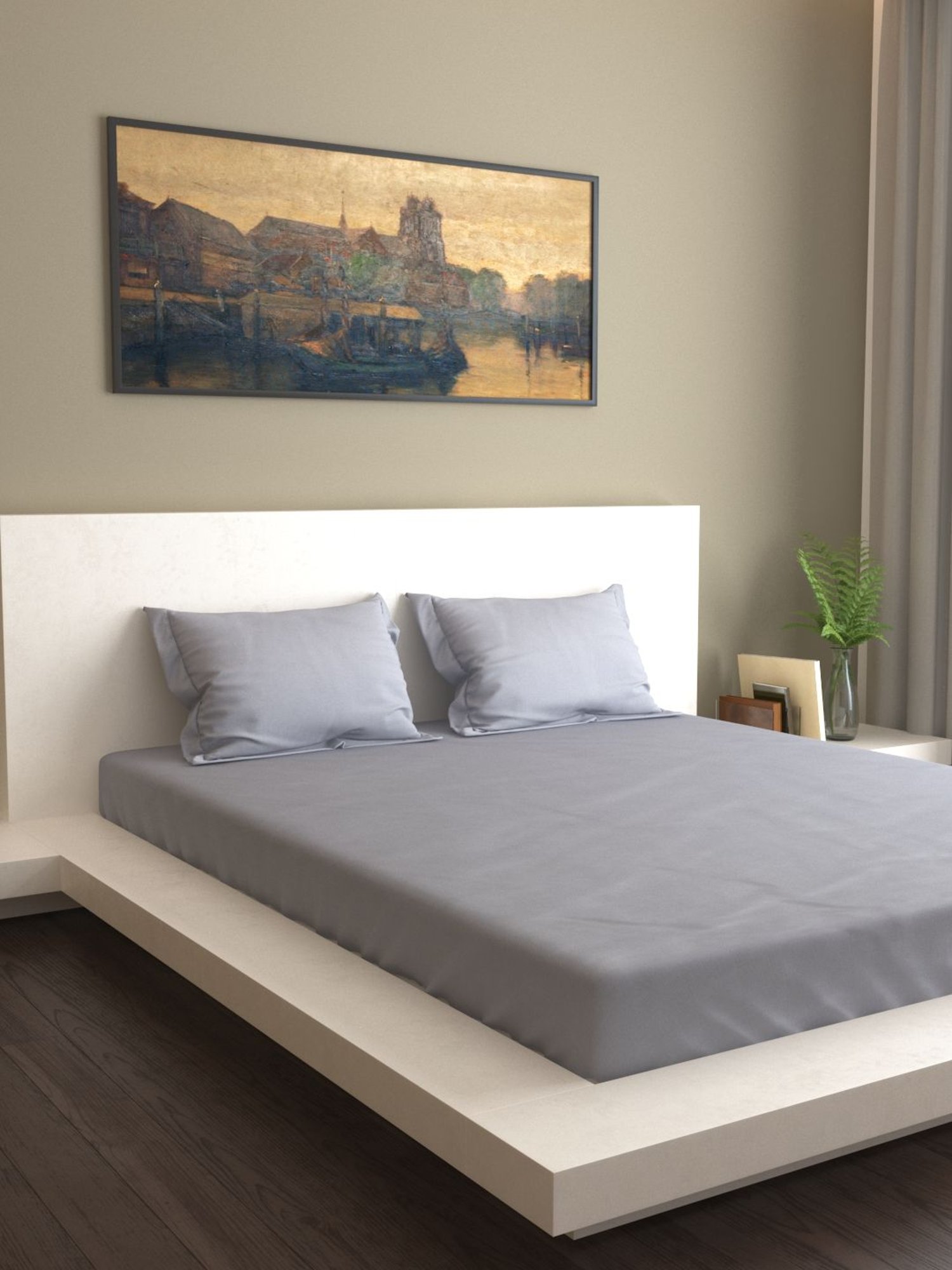 Mark Home Naturelle 400 TC Grey Bed Sheet Set