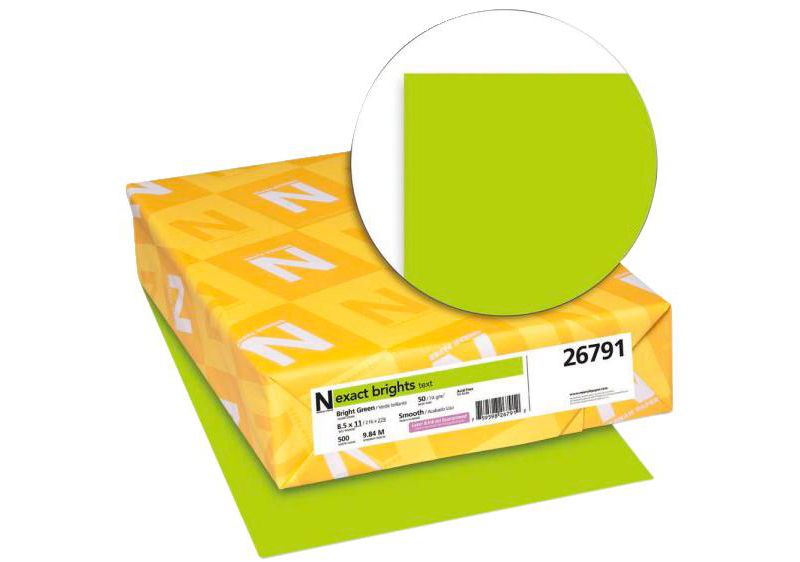 Exact Color Copy Paper, 8-1/2 x 11 Inches, 20 lb, Bright Green, 500 Sheets