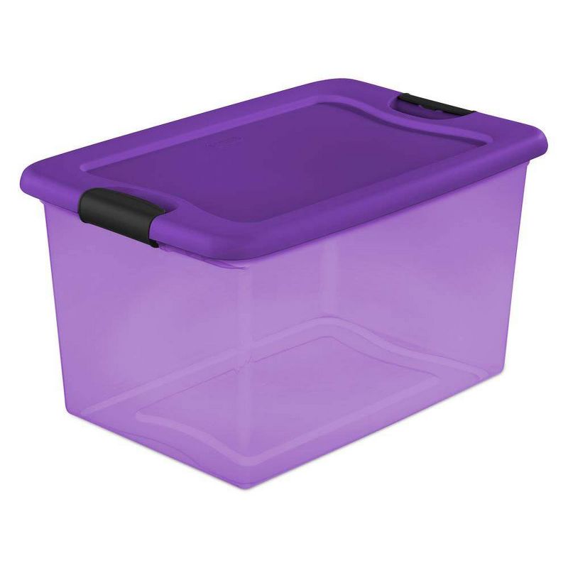 Sterilite 64 Quart Latching Plastic Storage Container Bin in Purple (18 Pack)