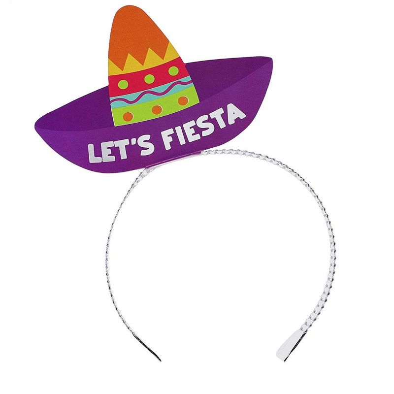 24-Pack Lets Fiesta Sombrero Headbands - Party Accessories for Mexican Theme Parties, Cinco De Mayo, 4 Designs