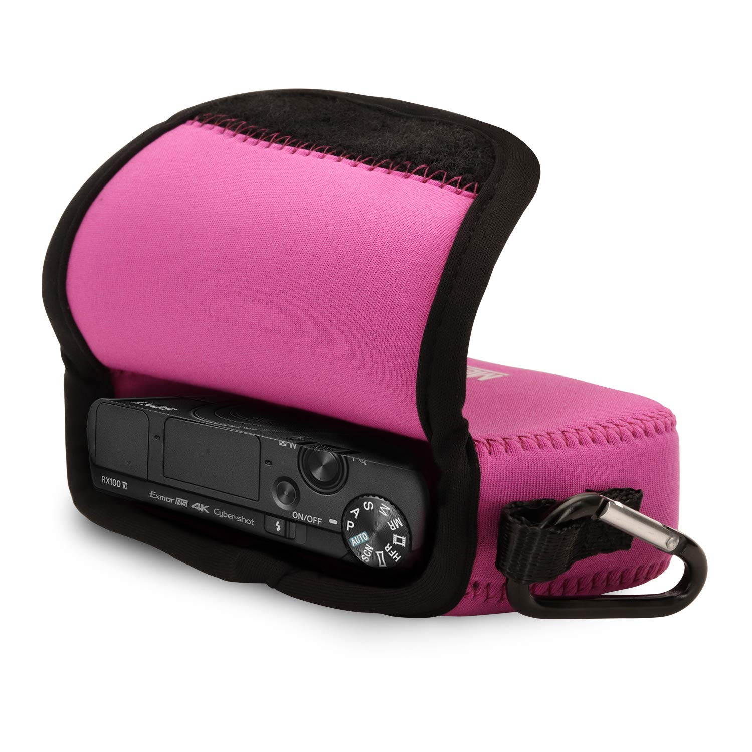 MegaGear MG083 Sony Cyber-shot Sony Cyber-shot DSC-RX100 VII, Cyber-shot DSC-RX100 VI, DSC-RX100 V, DSC-RX100 IV, DSC-RX100 III, DSC-RX100 II Ultra Light Neoprene Camera Case - Hot Pink