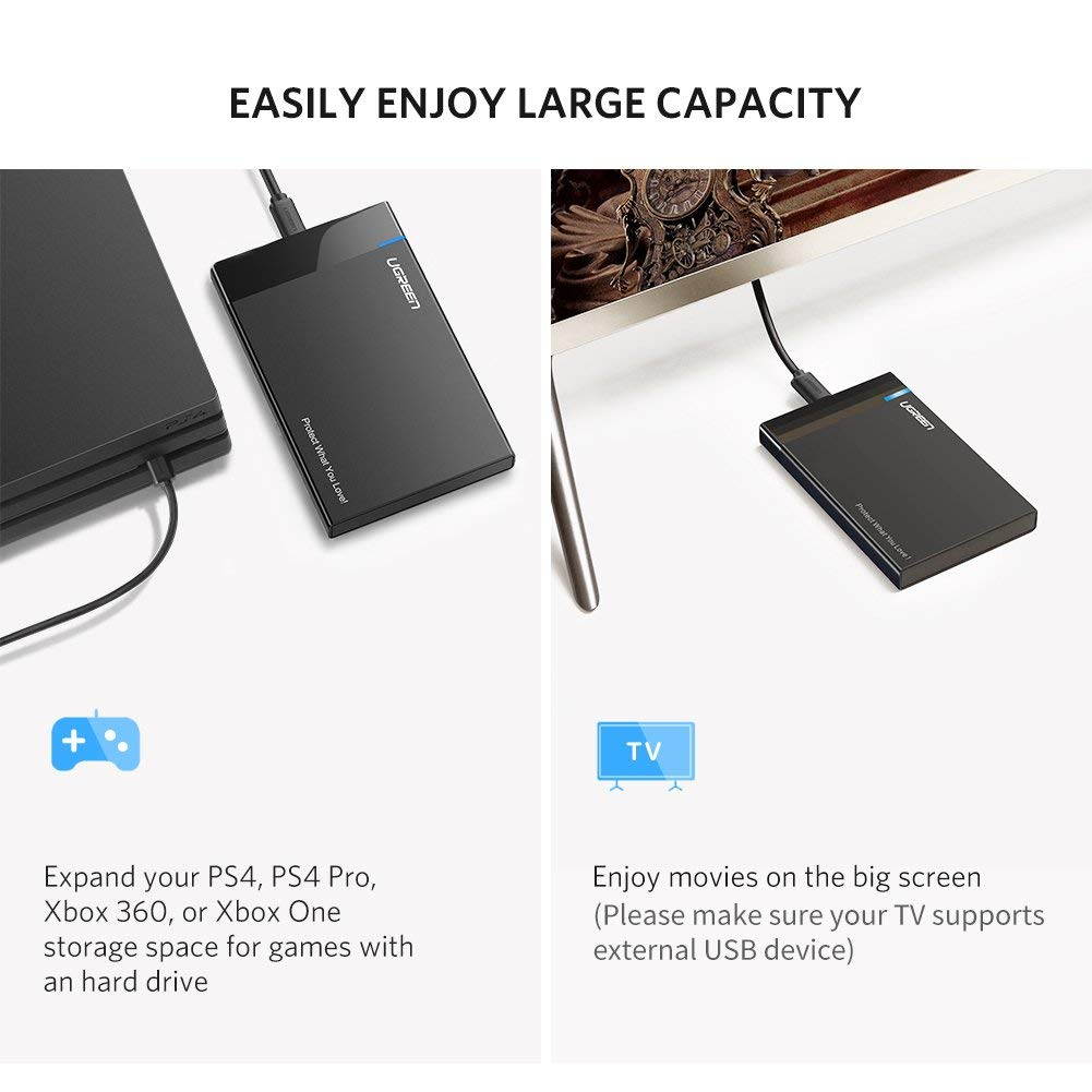 Wanmingtek USB 3.0 2.5" SATA Hard Drive External Enclosure HDD Case Durable 2.5-Inch for SSD, Support UASP SATA III Portable Tool-Free Design Support 6TB