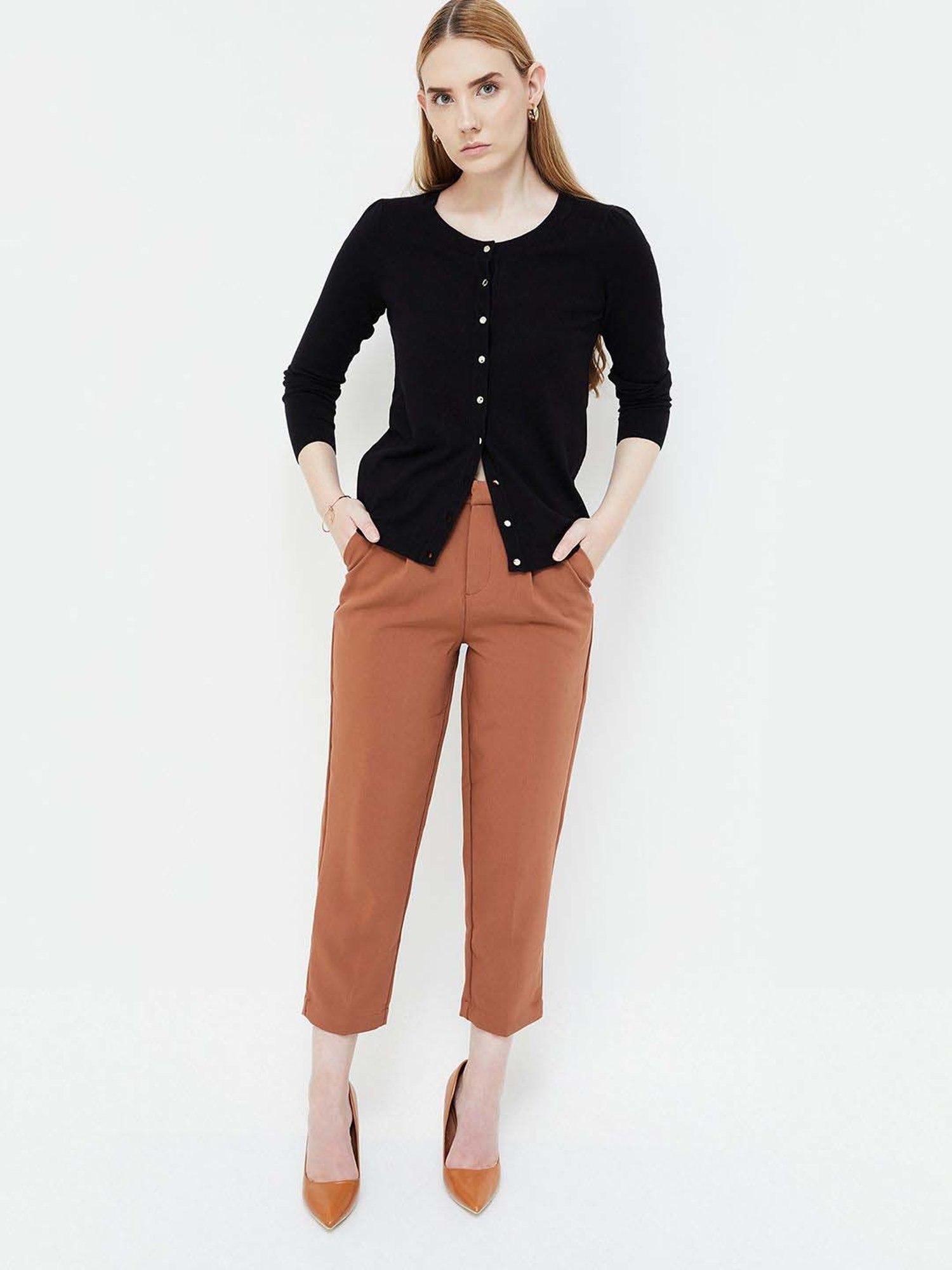 Code by Lifestyle Black Plain Cardigan