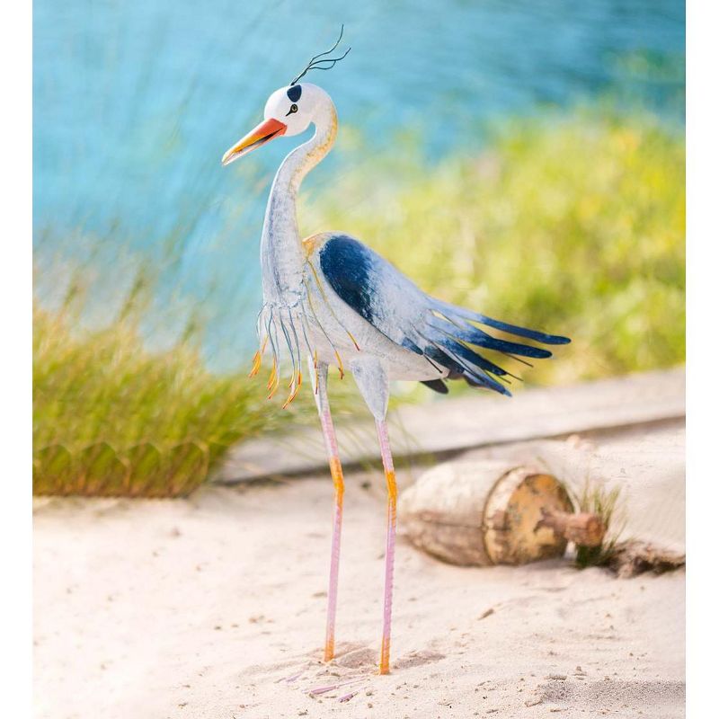 Wind & Weather Handcrafted Indoor/Outdoor Metal Wings Up Heron Sculpture