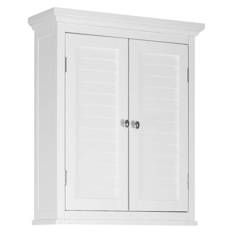 Slone 2 Door Shuttered Wall Cabinet - White - Elegant Home Fashion