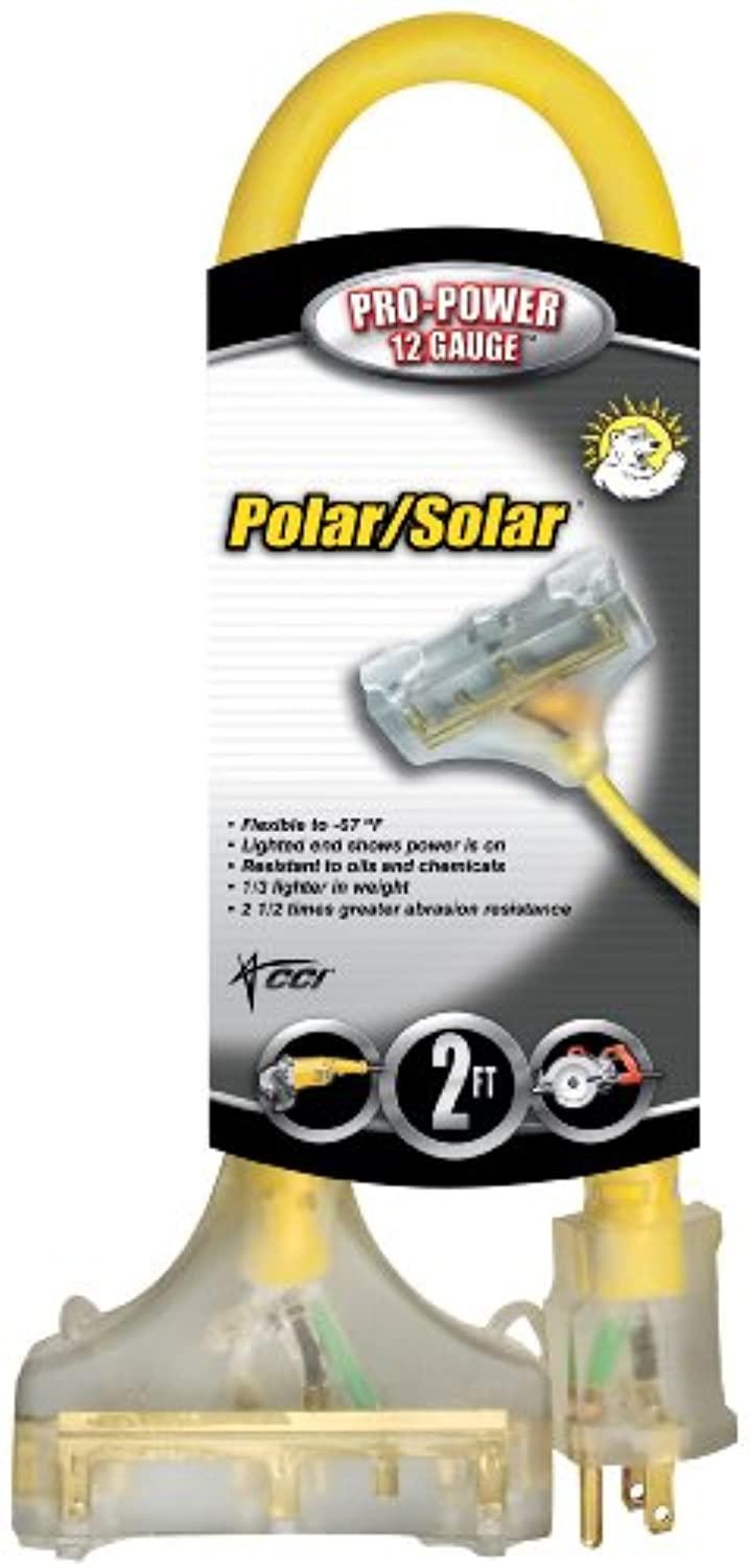 coleman cable 03482 12/3wire gauge trisource seow polar and solar outdoor vinyl extension cord, 2foot