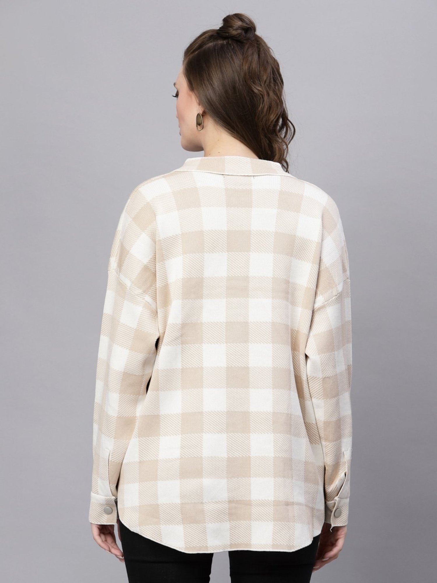 Mafadeny Beige Chequered Shirt