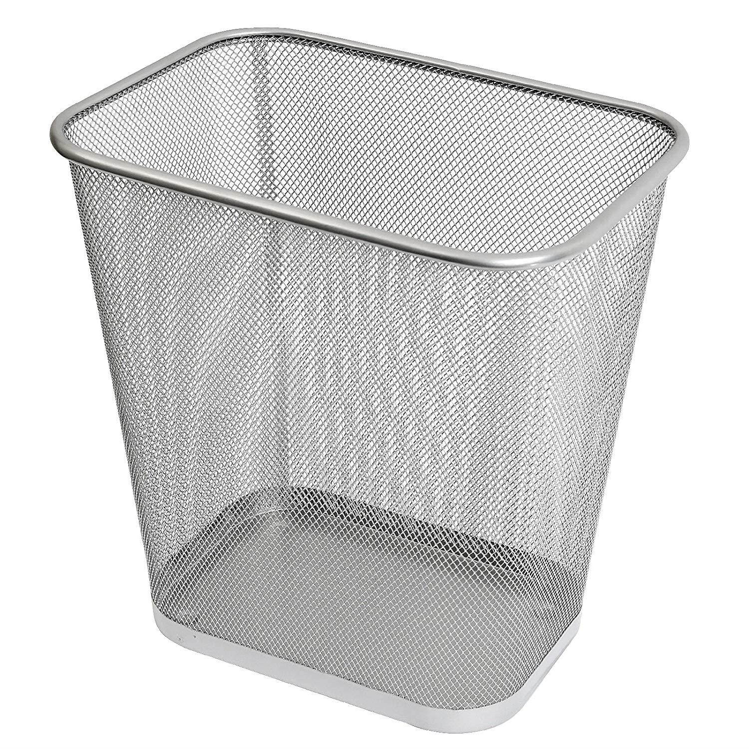 Ybmhome Steel Mesh Rectangular Open Top Waste Basket Bin Trash Can for Office Home 8x12x12 Inches 1042s-6 (6, Silver)