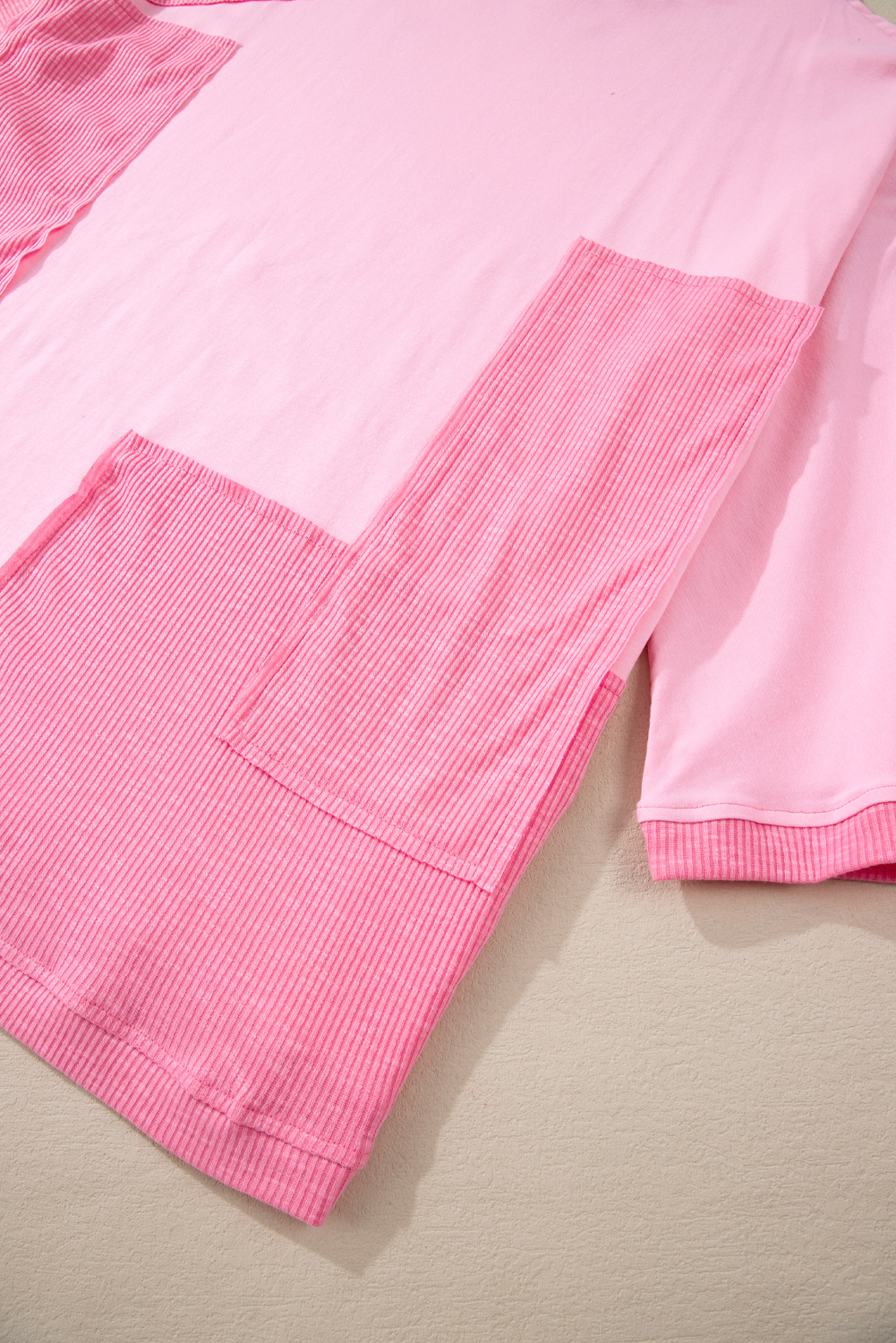 Bonbon Patchwork Bracelet Sleeve High Low Plus Size T Shirt