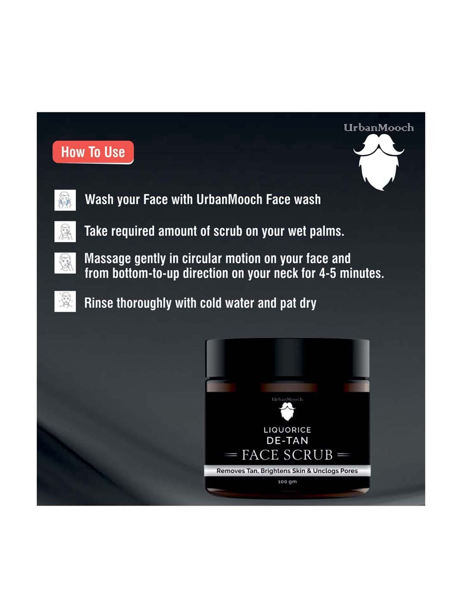 UrbanMooch Liquorice De-Tan Face Scrub Lightening & Brightening - 100 gm