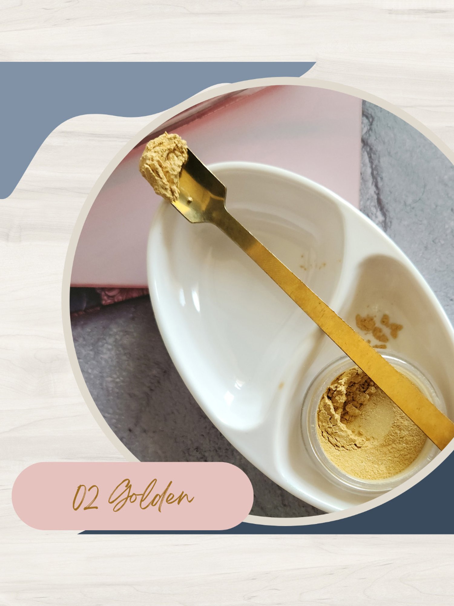 KINDED Makeup Pigments Loose Shimmer Powder Eyeshadow 02 Golden & 05 Smokey Blue Combo