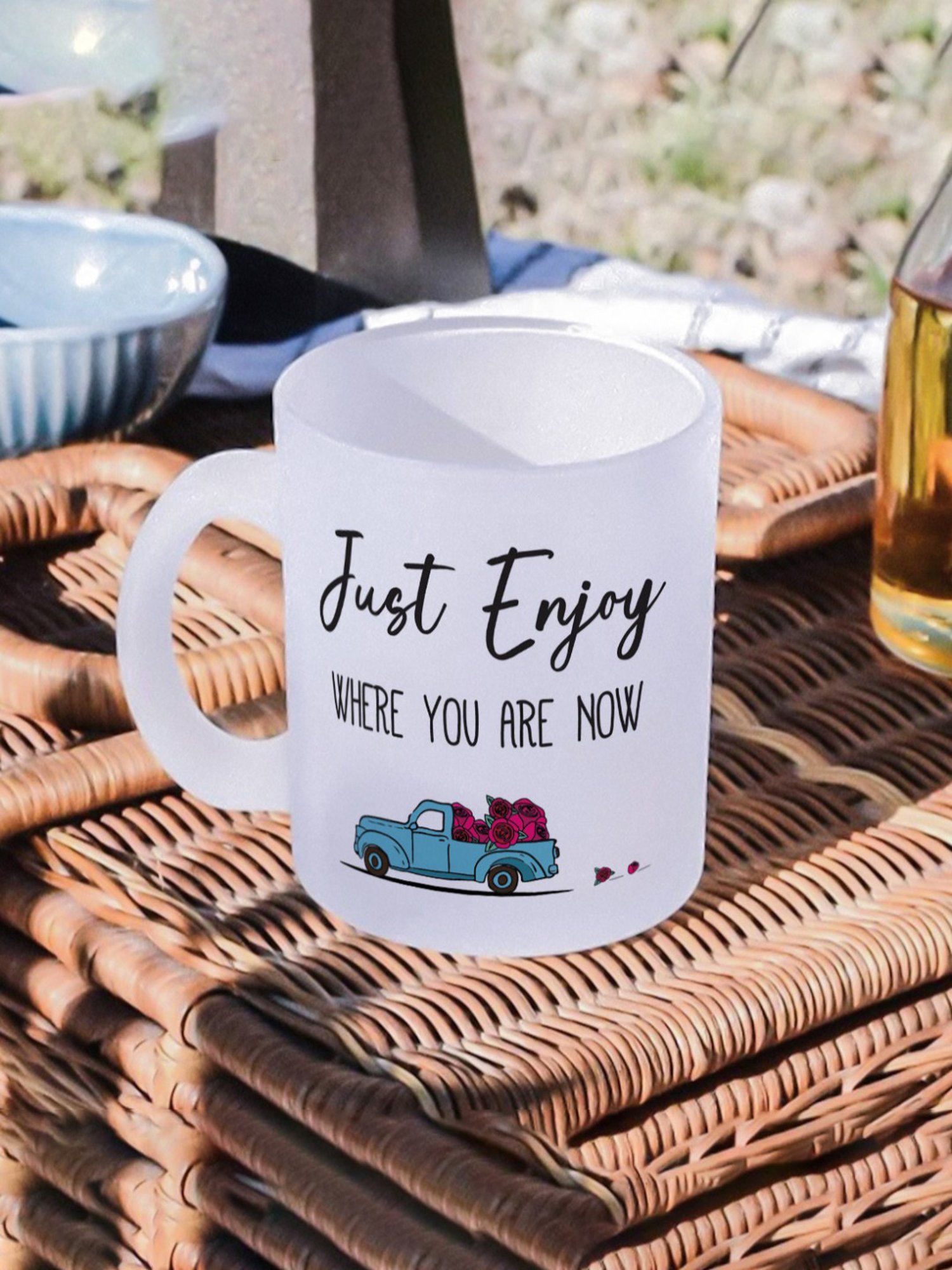 Gathari Aesthetic White Glass Frosted Coffee Mug